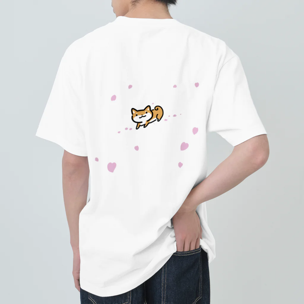 天の川の花と柴犬 ヘビーウェイトTシャツ