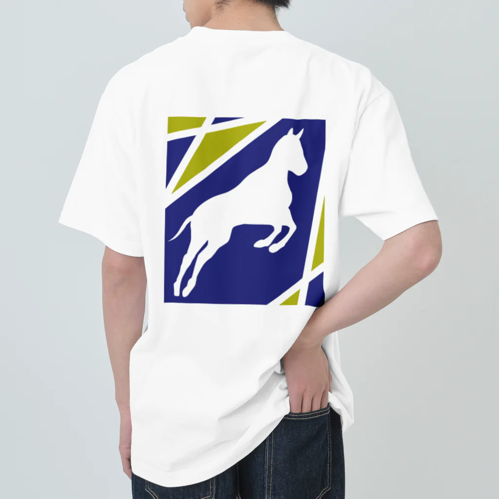 あっきょん(旧たもちゃん)の馬駆(バック)プリント - blue ヘビーウェイトTシャツ