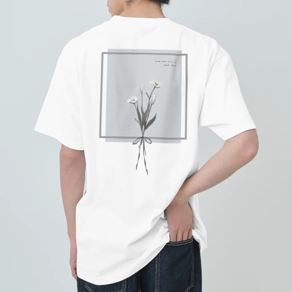 rilybiiのWhite Gray Blue . Ribbon . Heavyweight T-Shirt