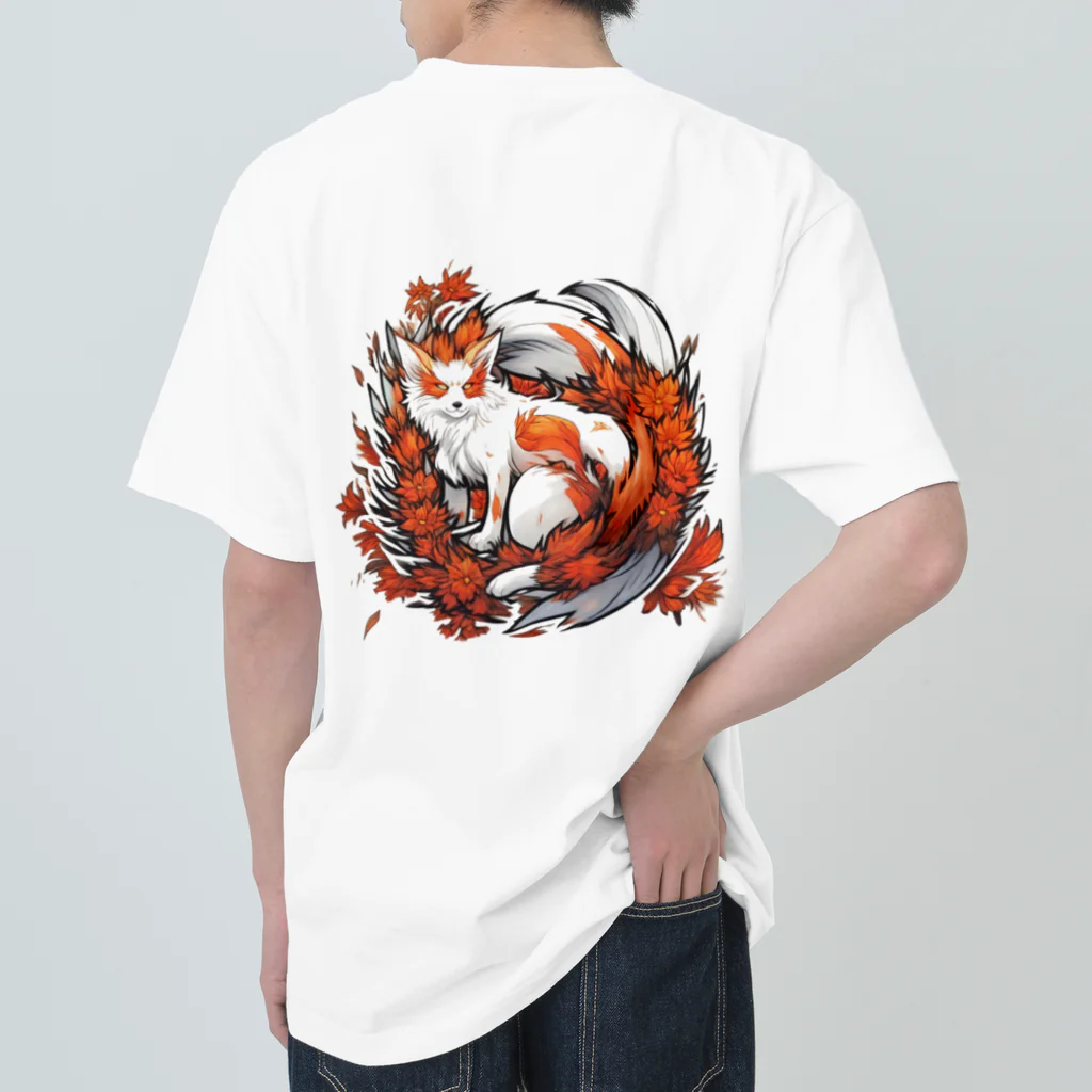 BENNY’S SHOPの花狐（背面） ヘビーウェイトTシャツ