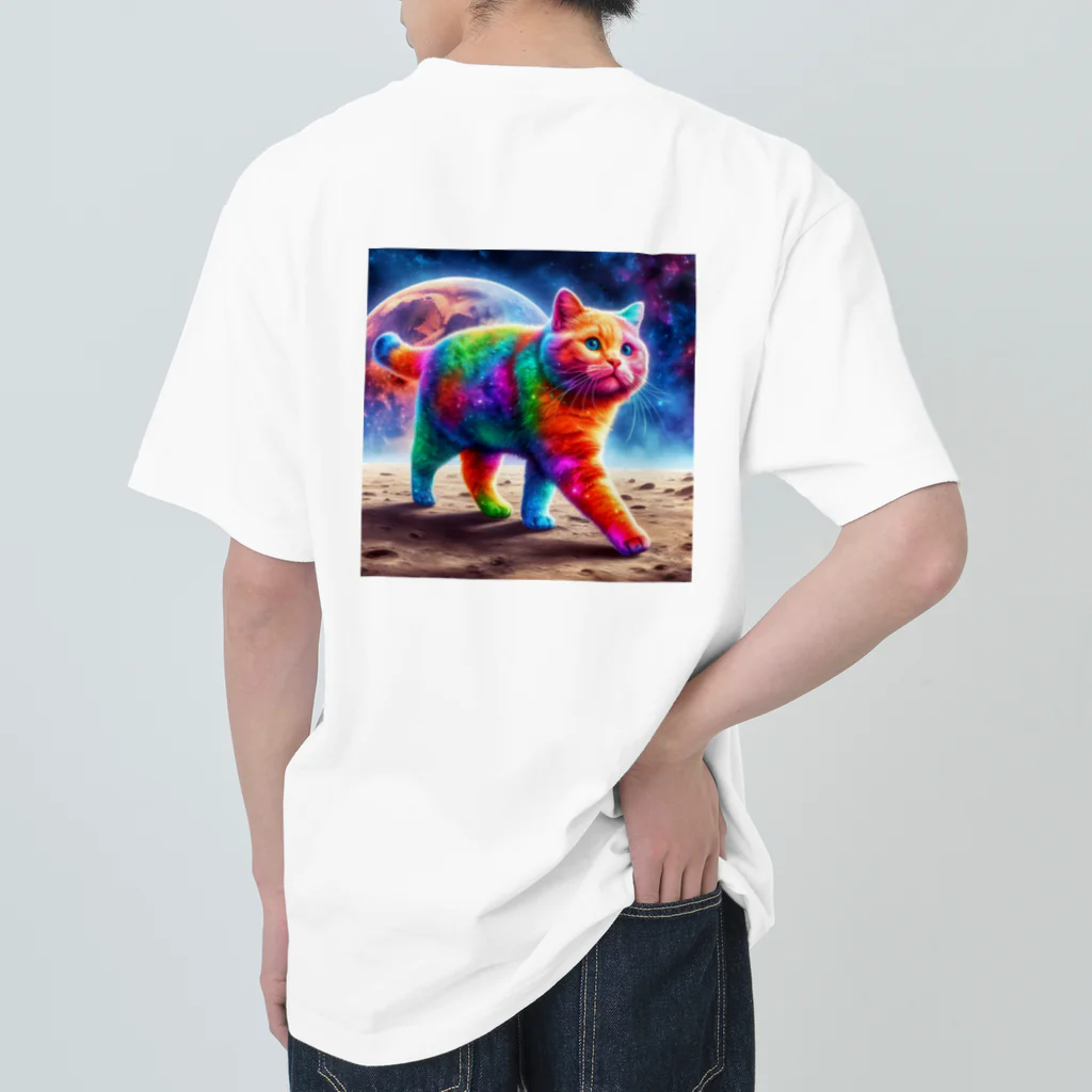 ニャーちゃんショップのムーンキャット【月で暮らす猫】 Heavyweight T-Shirt