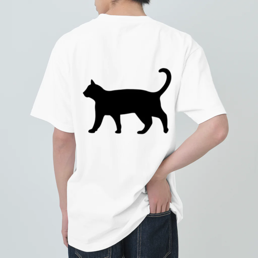 Teatime ティータイムの黒猫は見ていた　ねこ Heavyweight T-Shirt