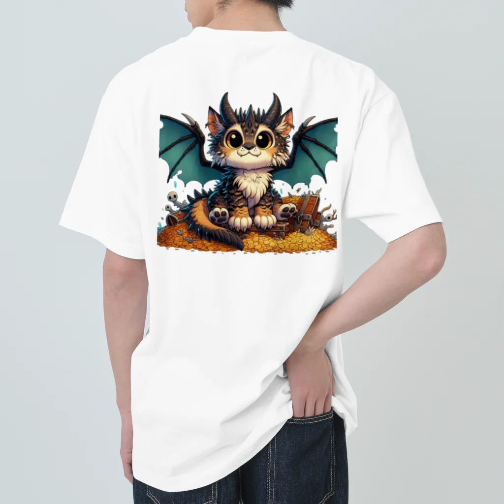 nekodoragonの猫ドラゴン　背景透過ver ヘビーウェイトTシャツ