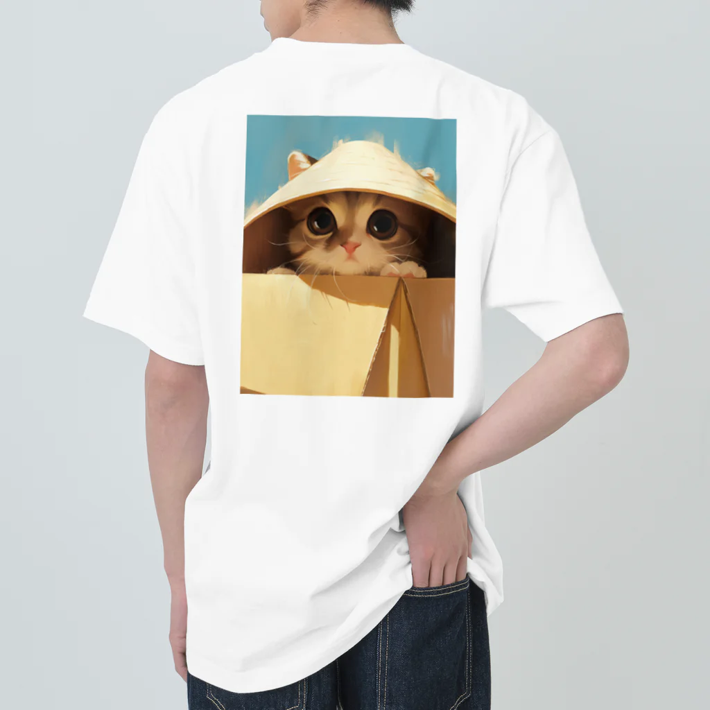 AQUAMETAVERSEの箱からのぞいている子猫　ラフルール　1859 Heavyweight T-Shirt