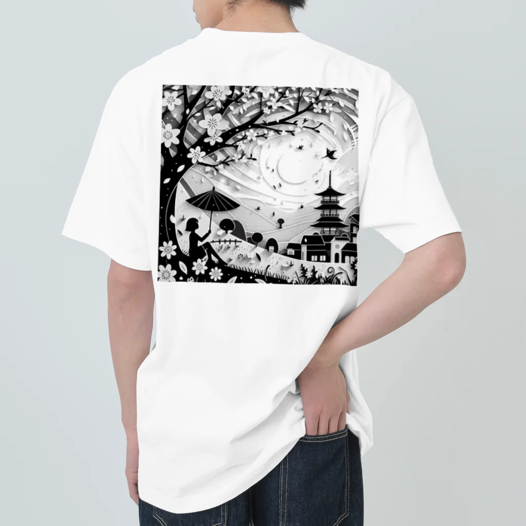 SAR0620の春の訪れを祝う切り絵アート ヘビーウェイトTシャツ