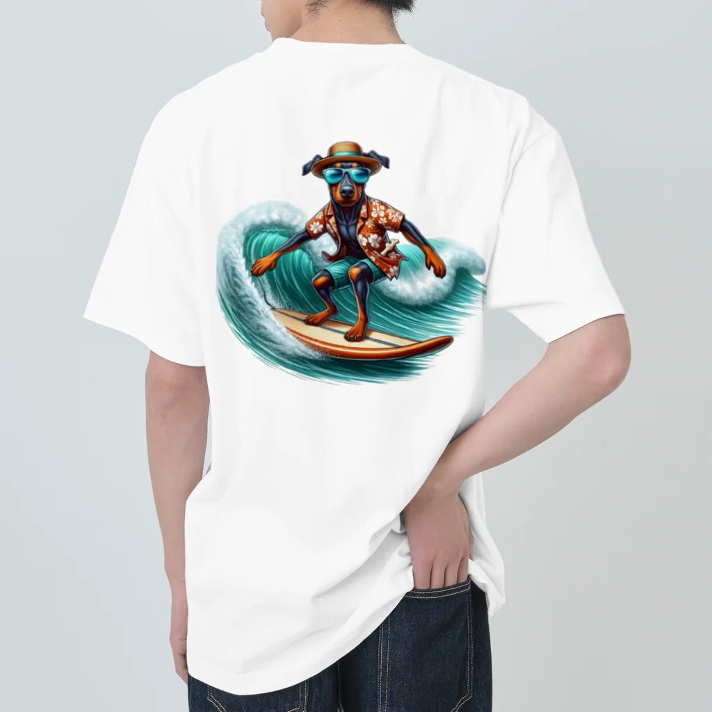 Surfing Dogの波乗りドーベルマン Heavyweight T-Shirt