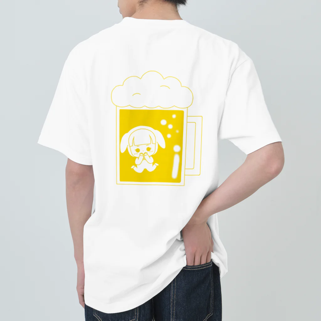 milkyway.77のビールに溺れるアルラビちゃん(背面) ヘビーウェイトTシャツ