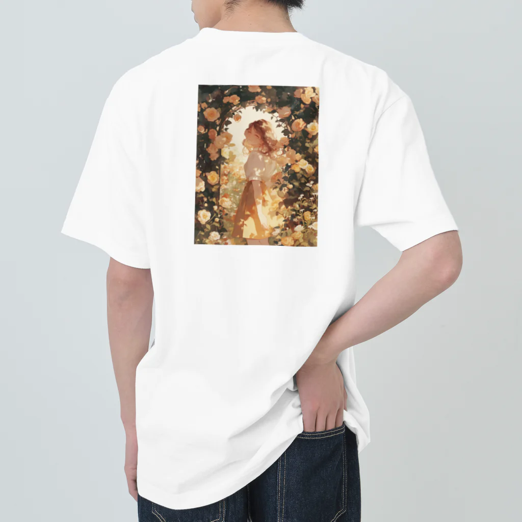 AQUAMETAVERSEのバラのアーチをくぐる美女　ラフルール　1859 Heavyweight T-Shirt