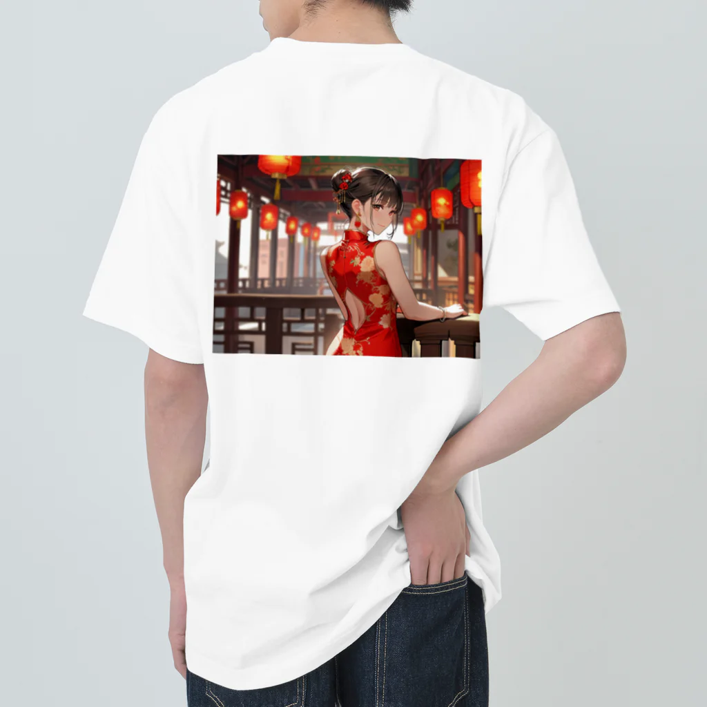 HokutoKenのチャイナ服少女 Heavyweight T-Shirt