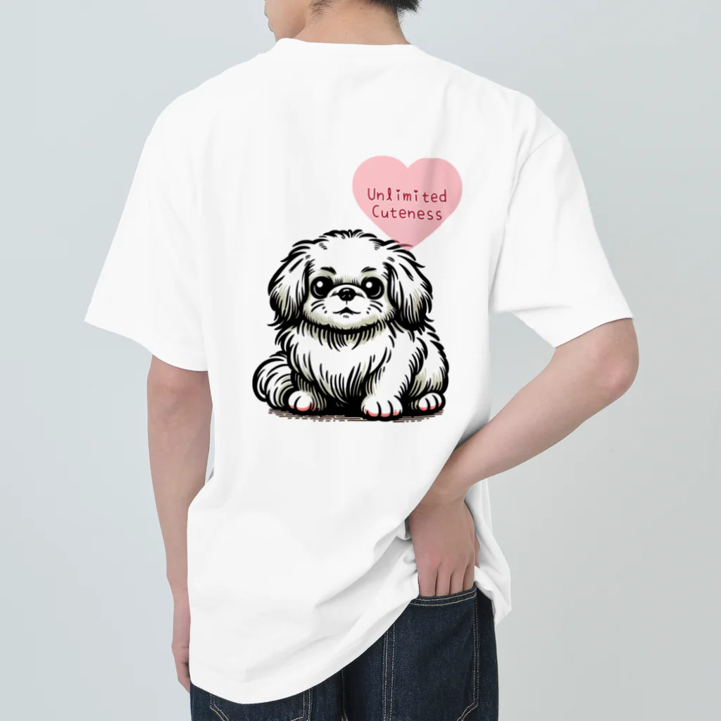 m_uu33ショップの可愛いペキニーズ ヘビーウェイトTシャツ