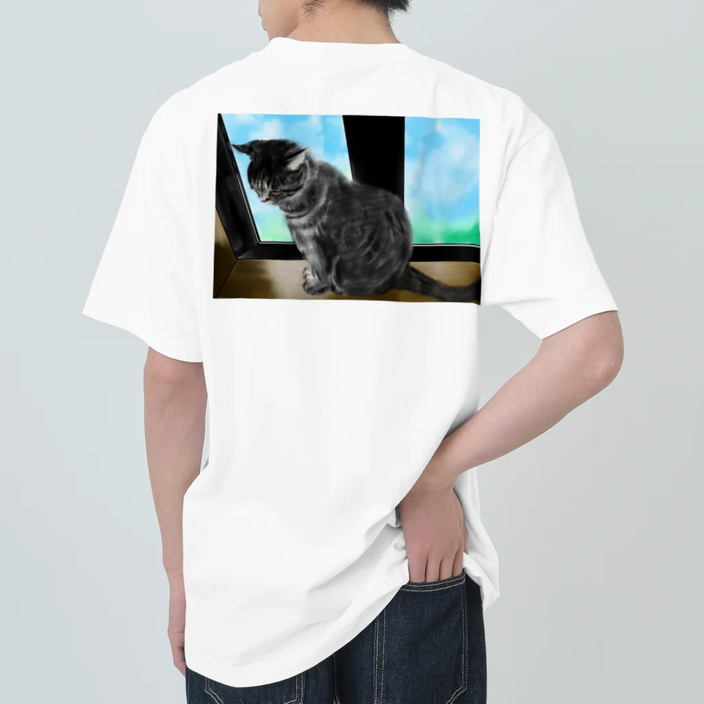 ONPu.ARTのCats ＆ Window ヘビーウェイトTシャツ