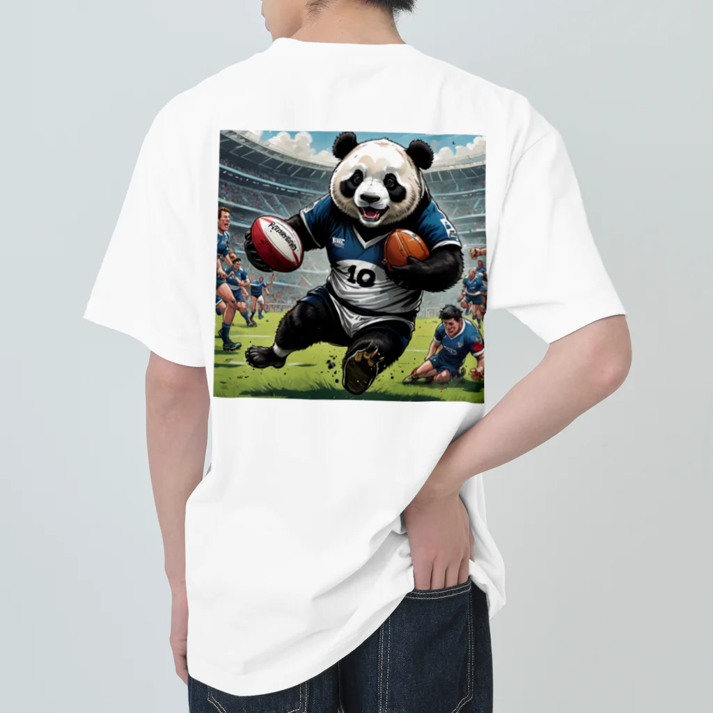 Panda Art Galleryのラグビーパンダ ヘビーウェイトTシャツ