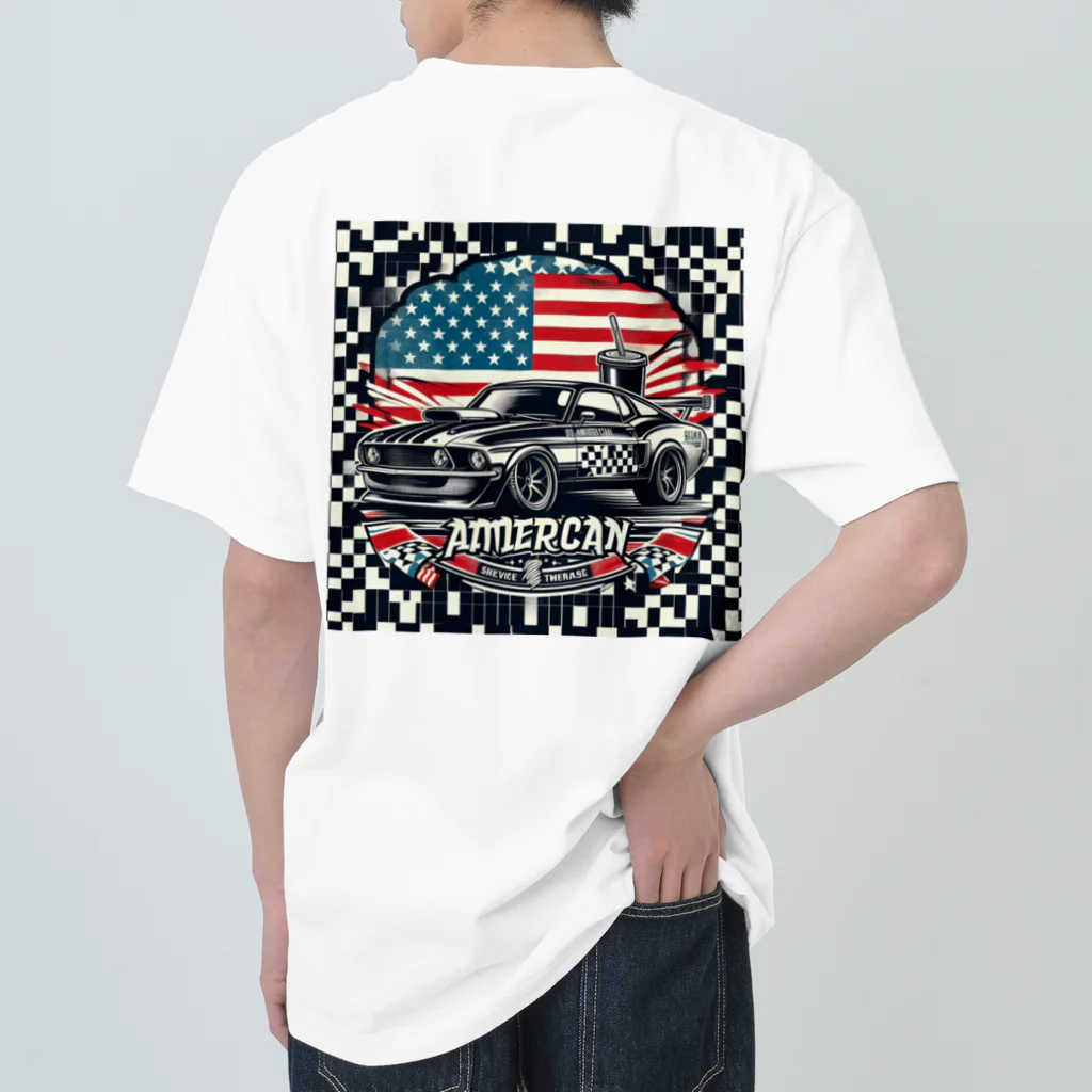 ZENREIアメカジのアメ車チェッカー柄 Heavyweight T-Shirt