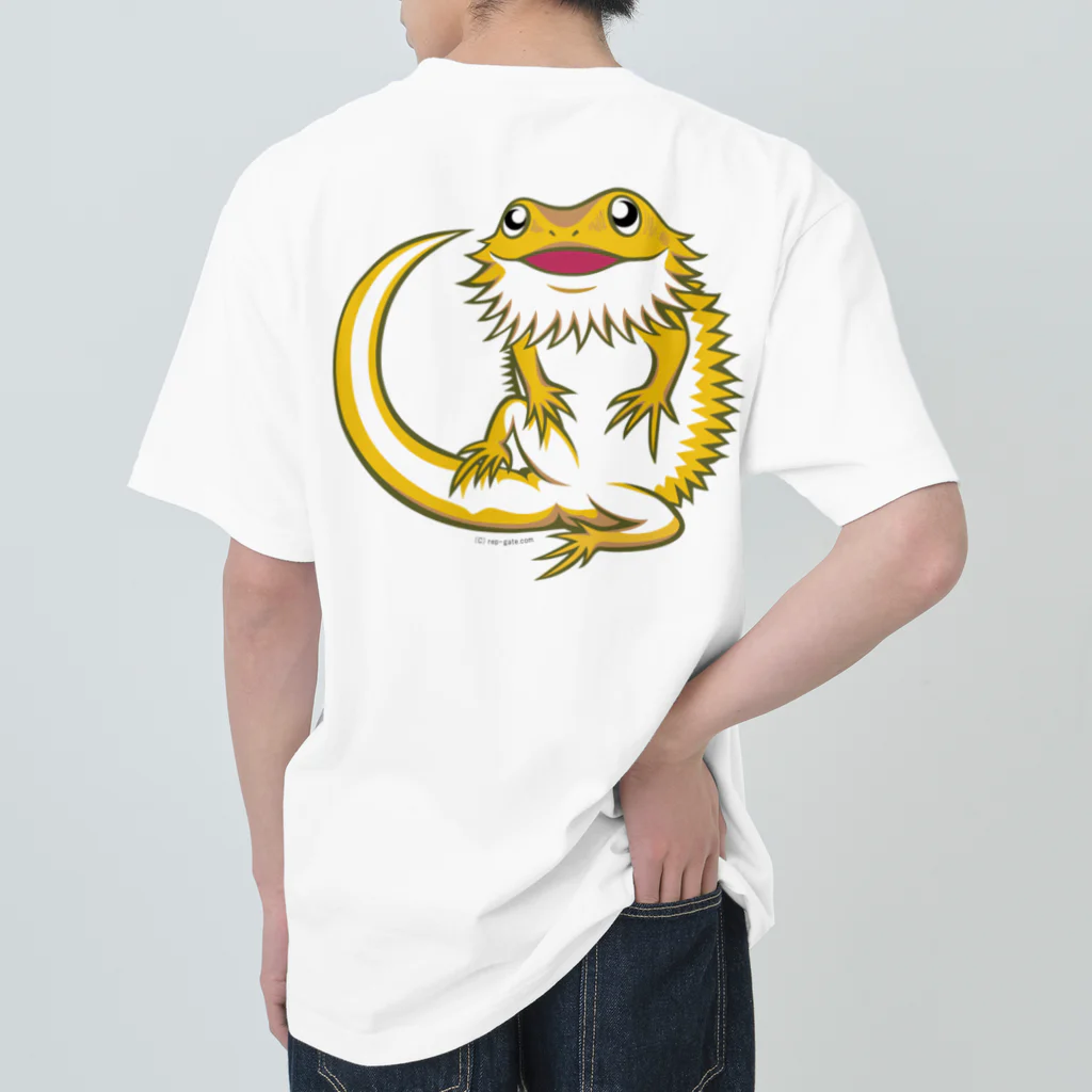 もむのふの爬虫類グッズやさんのフトアゴちゃんバックプリントTシャツ ヘビーウェイトTシャツ