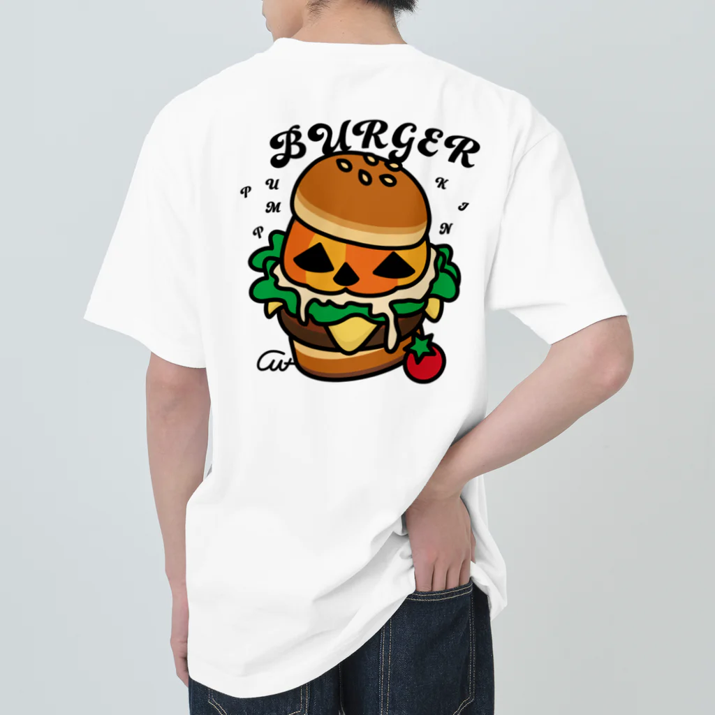 イラスト MONYAAT のバックプリント　バーガー ヘビーウェイトTシャツ