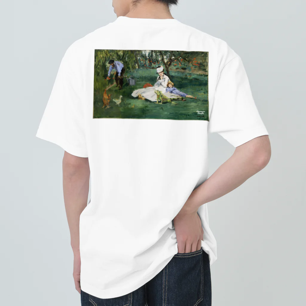 HermannStrasseのモネとグリーンイグアナ：バックプリント Heavyweight T-Shirt