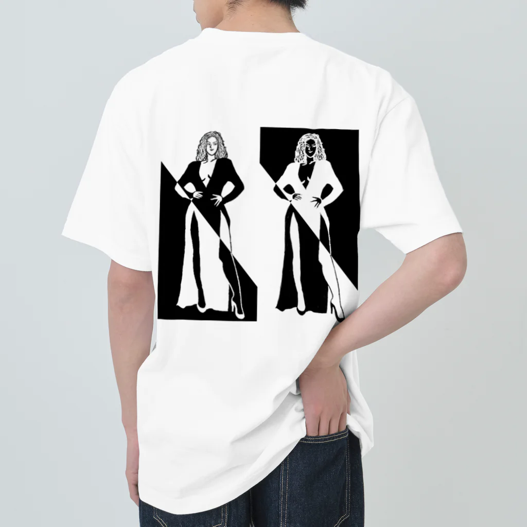 京都の魔雑貨堂の白と黒の女 ヘビーウェイトTシャツ