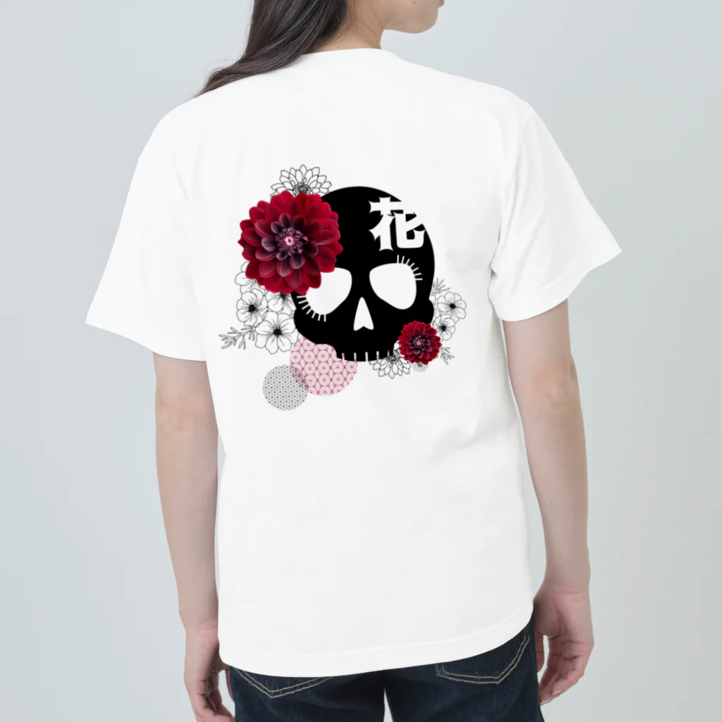 yuki-tsubakiのBetty skull 花 Heavyweight T-Shirt