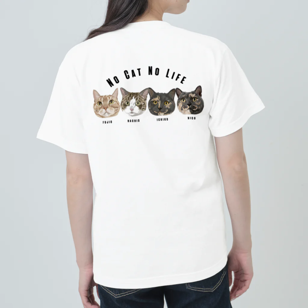 みきぞーん｜保護猫 ミッキー画伯と肉球とおともだちのfuji & hachi & ichi & nico ヘビーウェイトTシャツ