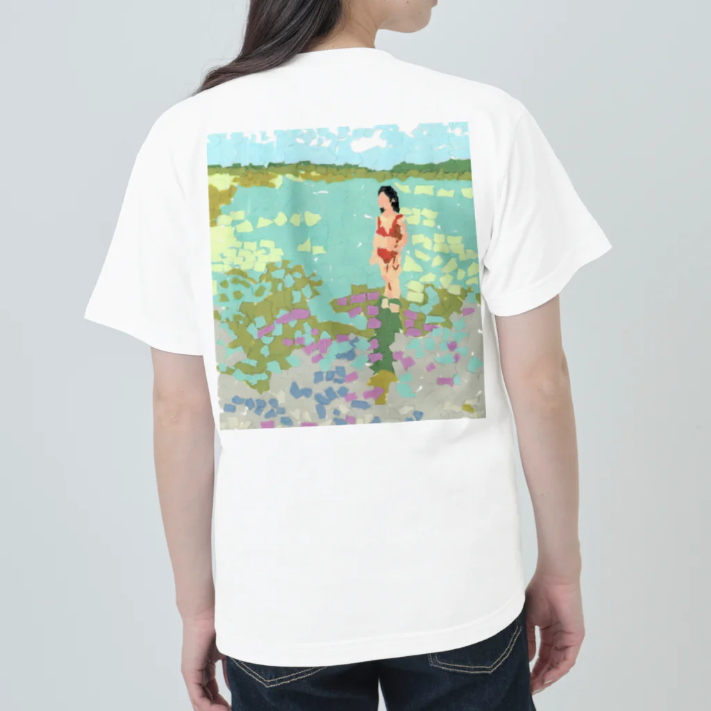 Yuhki | おばけのゆうき 公式オンラインショップの海と赤ビキニの女(ちぎり絵) ヘビーウェイトTシャツ