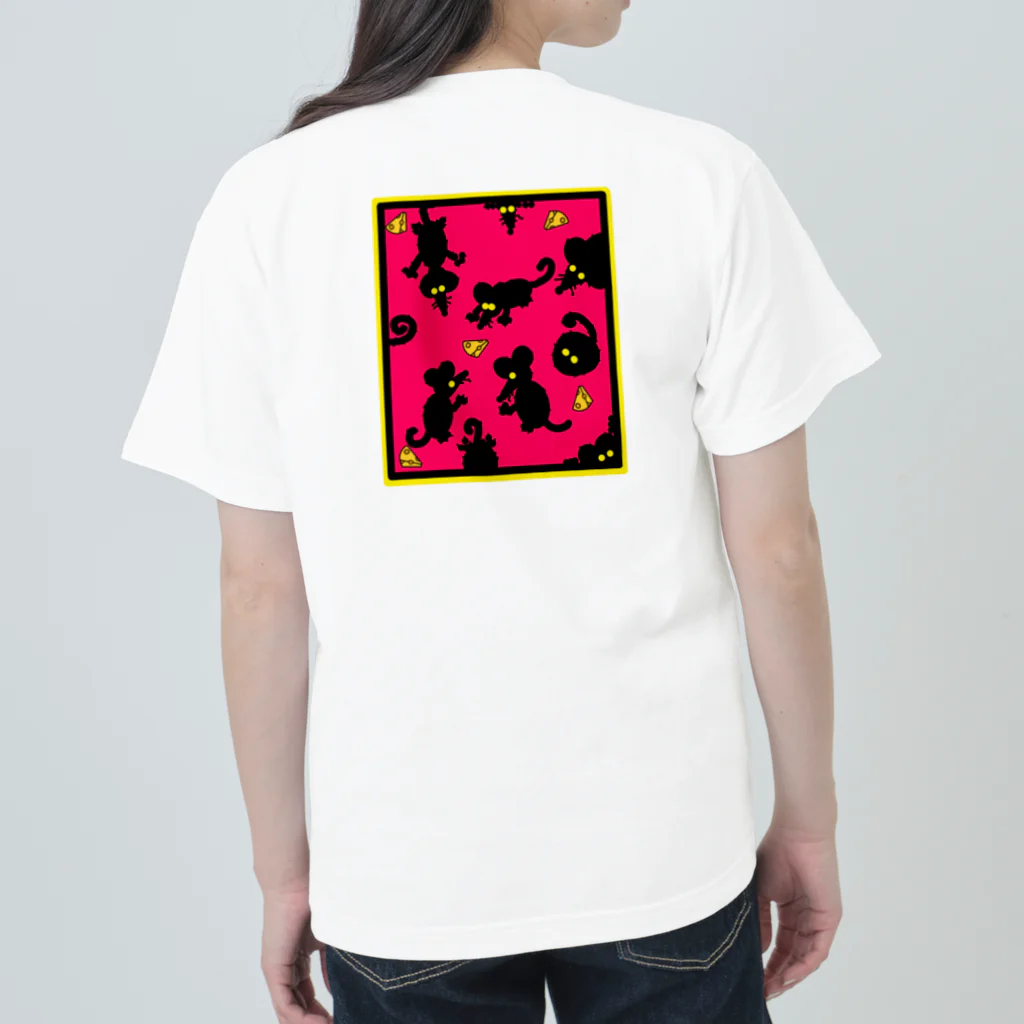 Luis mu ArtLabのRed pizza rat Heavyweight T-Shirt