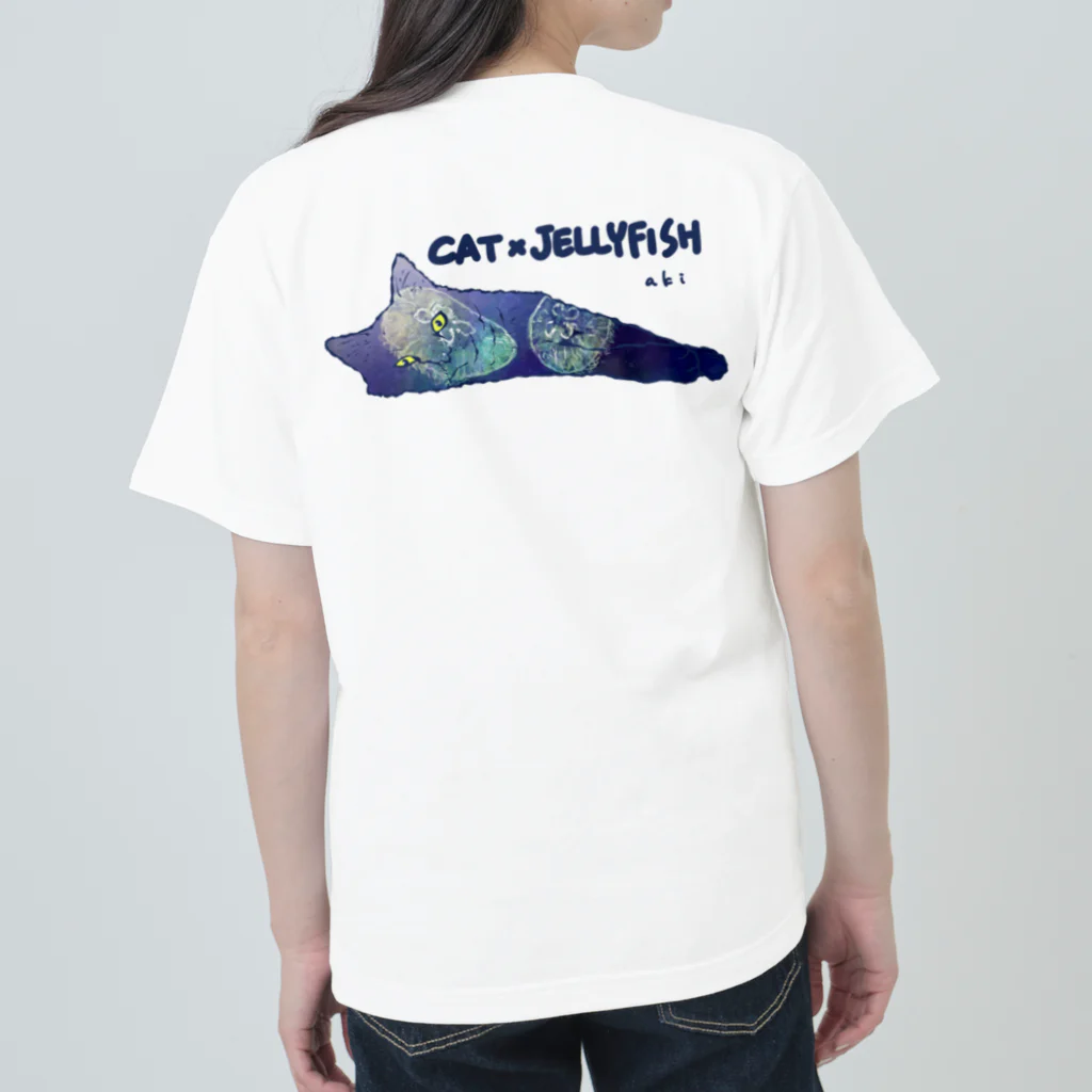 SHOP AKIの（白ロゴ）猫とクラゲ Heavyweight T-Shirt
