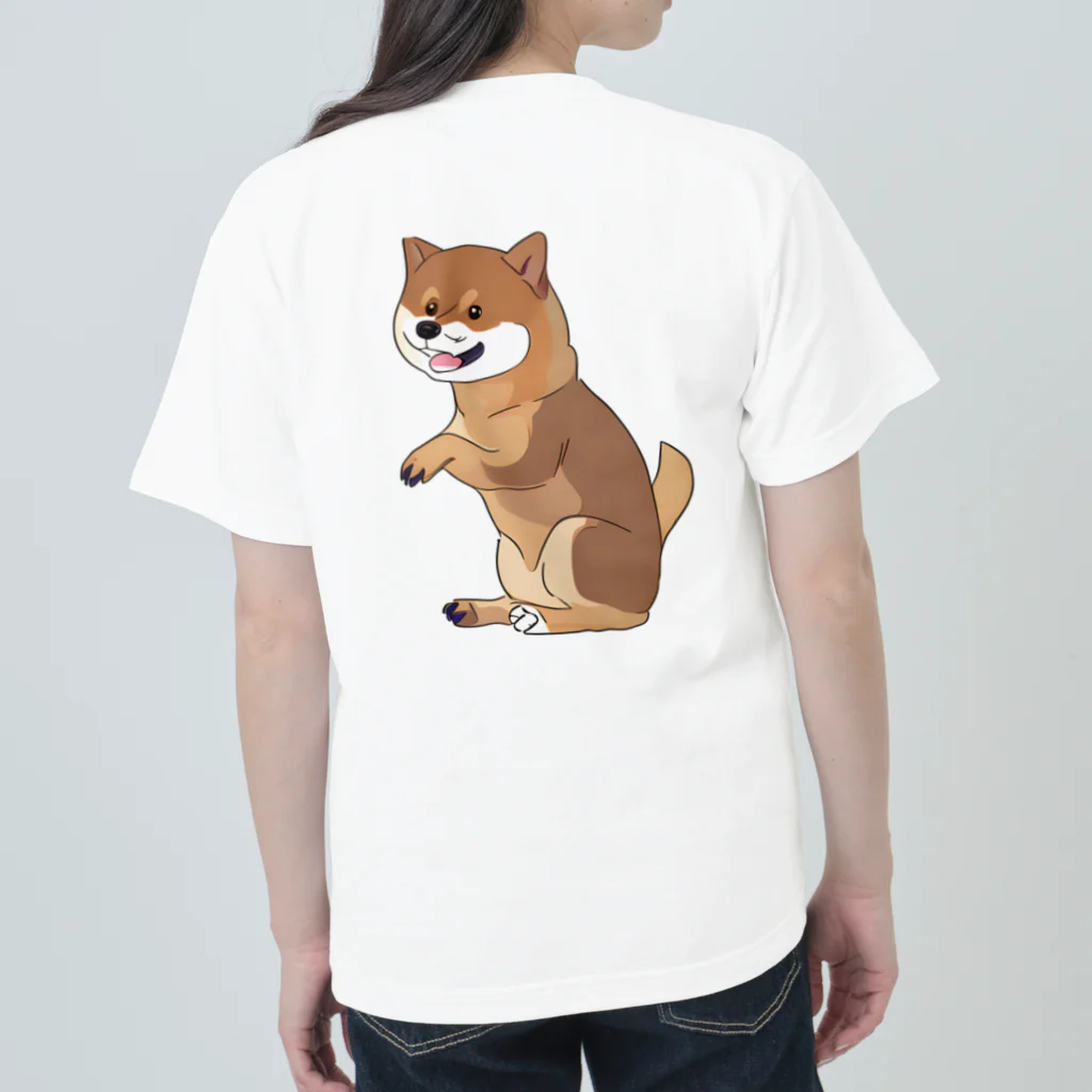 blue_7777　まねきねこショップの笑顔の柴犬 ヘビーウェイトTシャツ