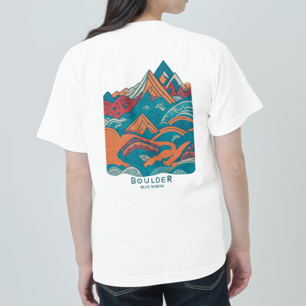 aokitaの【BLUE NORTH】ボルダーデザイン5 Heavyweight T-Shirt