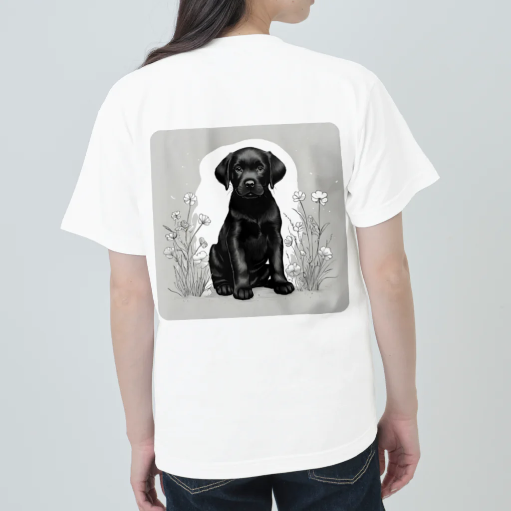 Labradorの黒Lab.グッズ ヘビーウェイトTシャツ