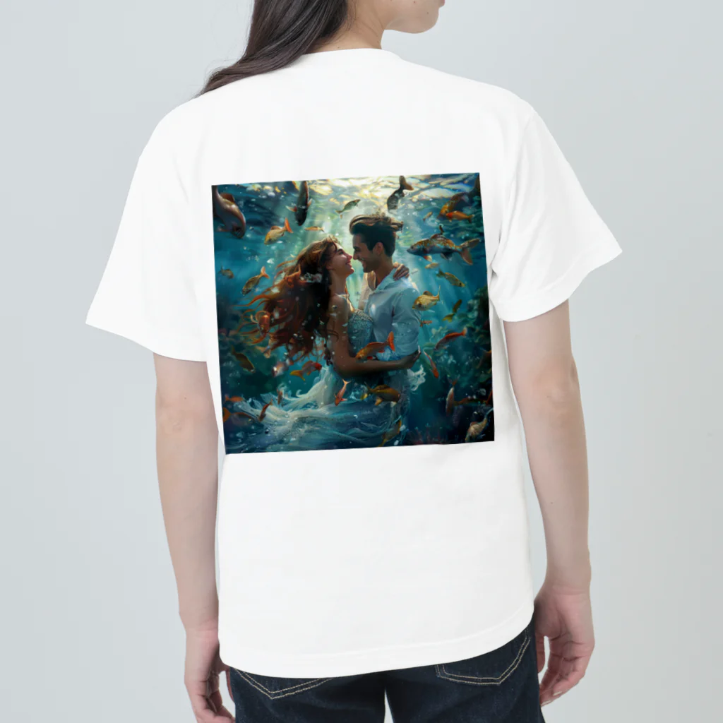 AQUAMETAVERSEの人魚姫と王子の微笑み アメジスト 2846 ヘビーウェイトTシャツ