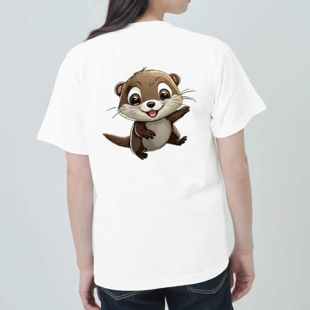 いろは物語のコツメカワウソが花屋でアルバイトしています！ ヘビーウェイトTシャツ