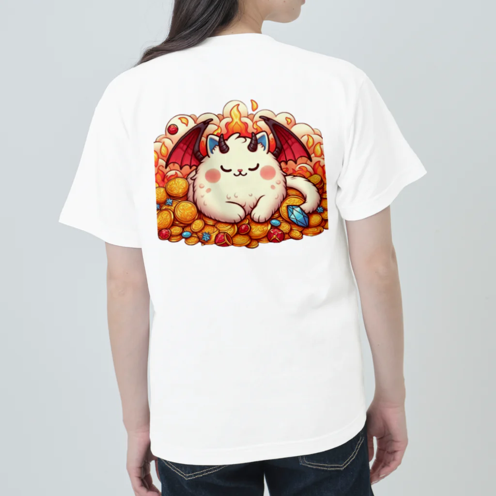 nekodoragonのおやすみ！猫ドラゴン　背景透過ver Heavyweight T-Shirt