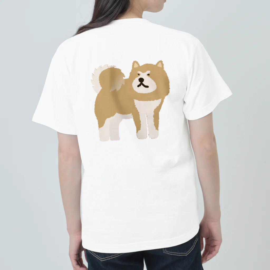 しばじるしデザインの佇む秋田犬 ヘビーウェイトTシャツ