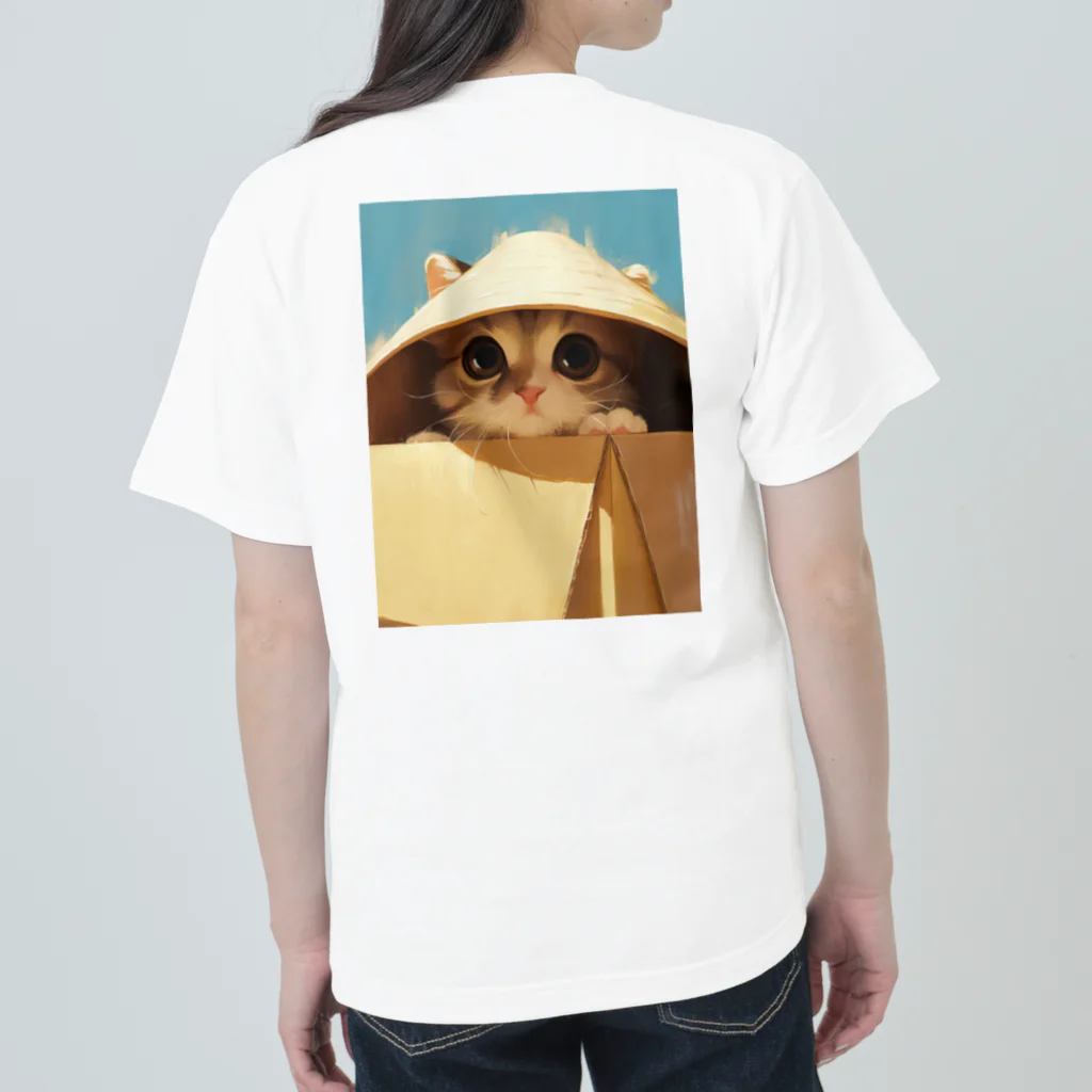 AQUAMETAVERSEの箱からのぞいている子猫　ラフルール　1859 ヘビーウェイトTシャツ