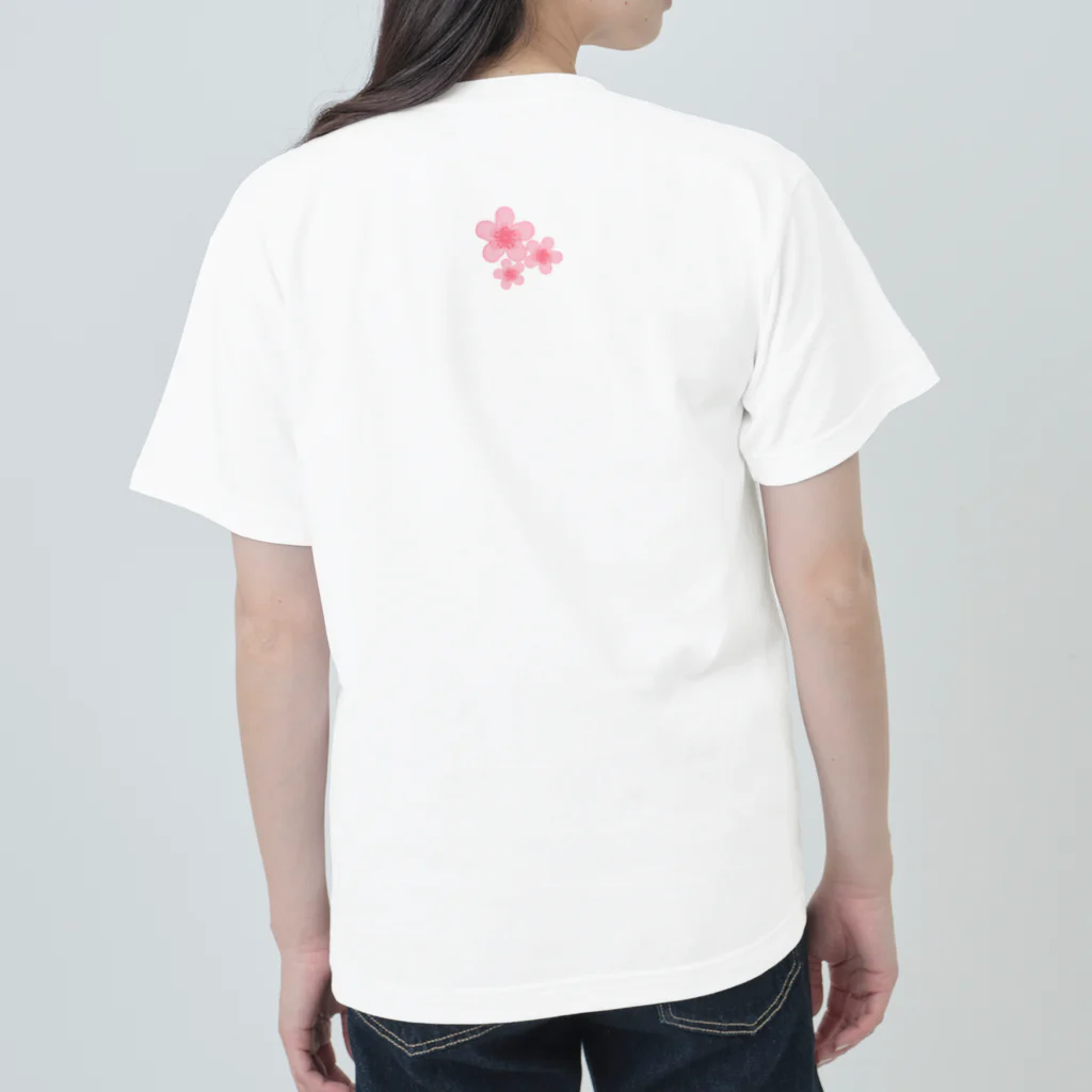 Grazing Wombatの日本画風、柴犬と桜-Japanese-style painting of a Shiba Inu with cherry blossoms ヘビーウェイトTシャツ