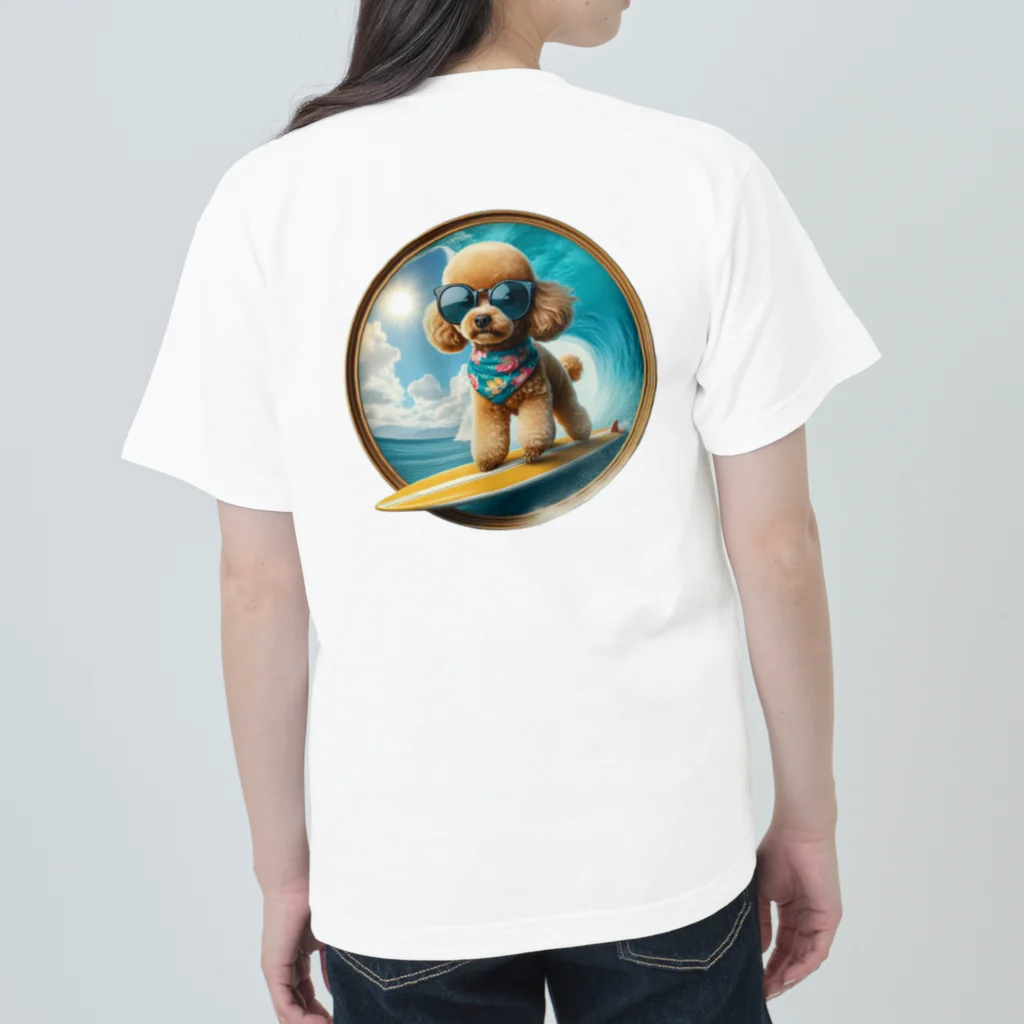 Surfing Dogの波乗りトイプードル ヘビーウェイトTシャツ