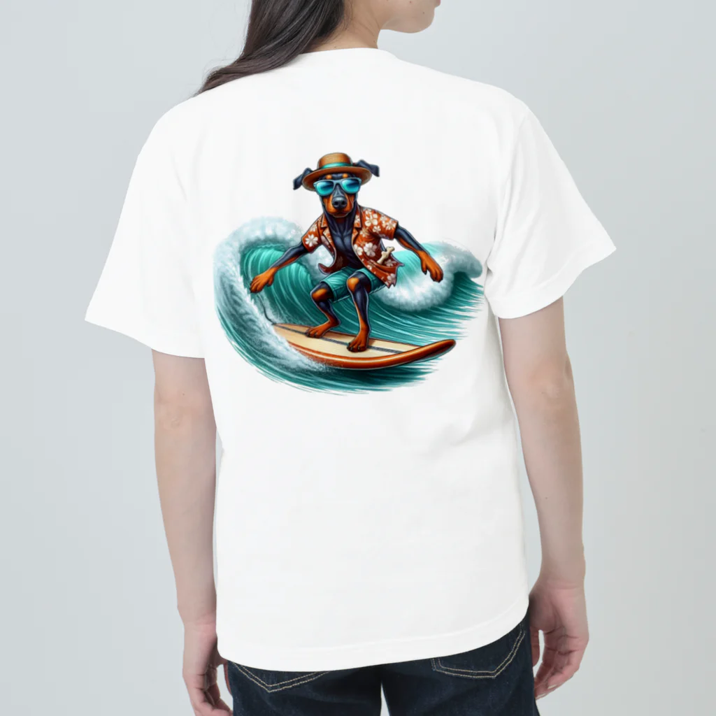 Surfing Dogの波乗りドーベルマン Heavyweight T-Shirt