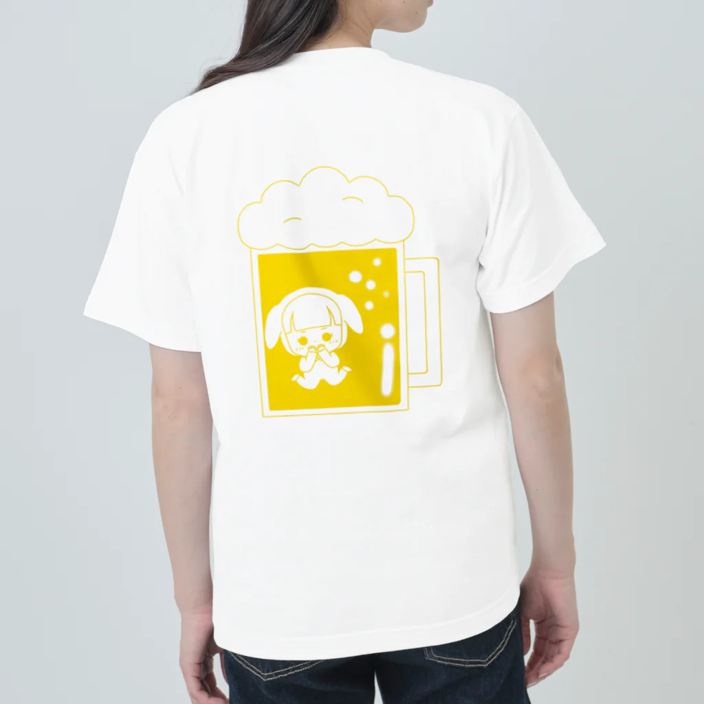 milkyway.77のビールに溺れるアルラビちゃん(背面) ヘビーウェイトTシャツ