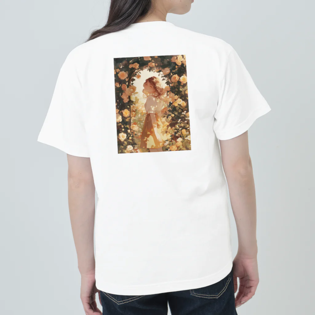 AQUAMETAVERSEのバラのアーチをくぐる美女　ラフルール　1859 ヘビーウェイトTシャツ