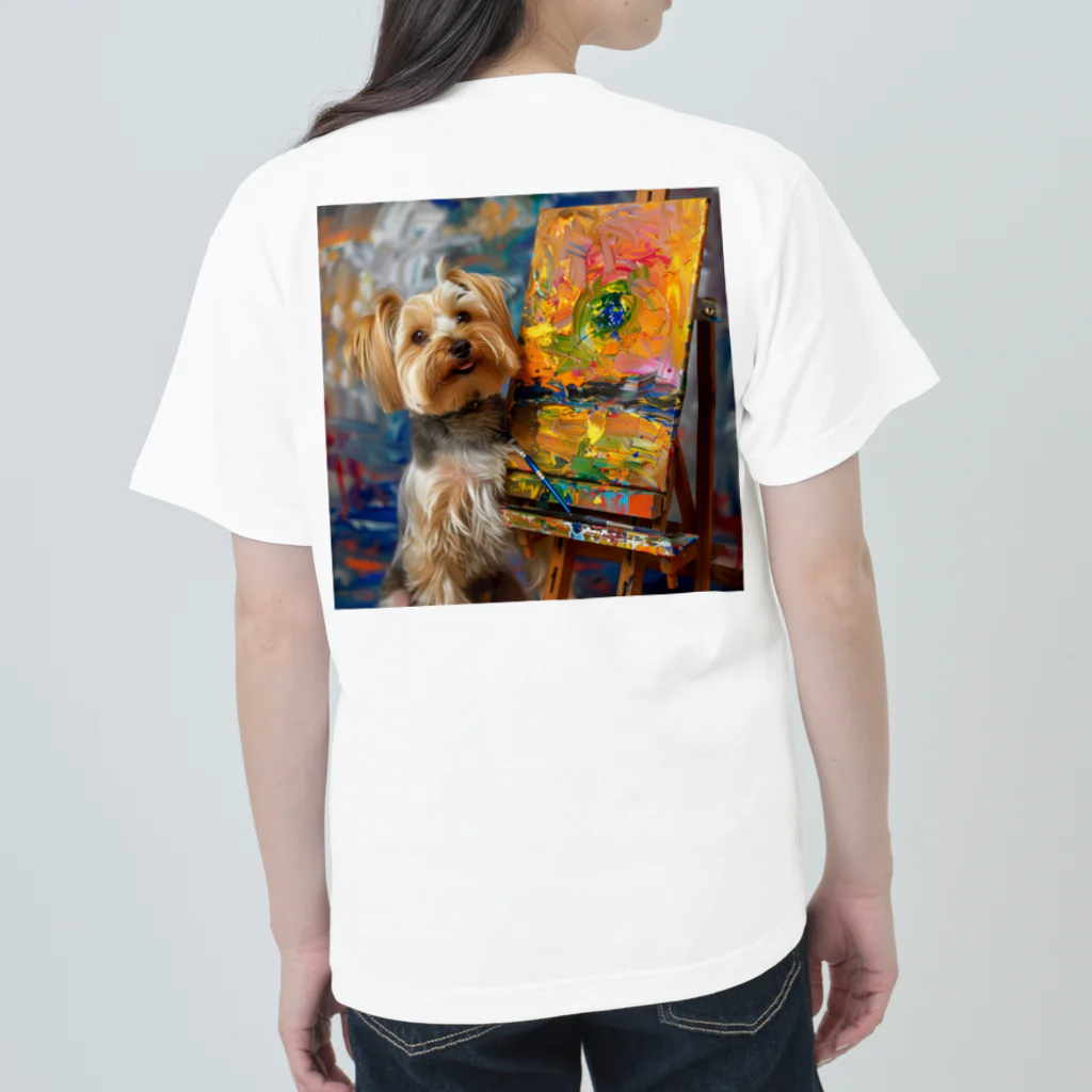 AQUAMETAVERSEの犬のぼくが画家だよ何か？ アメジスト 2046 ヘビーウェイトTシャツ