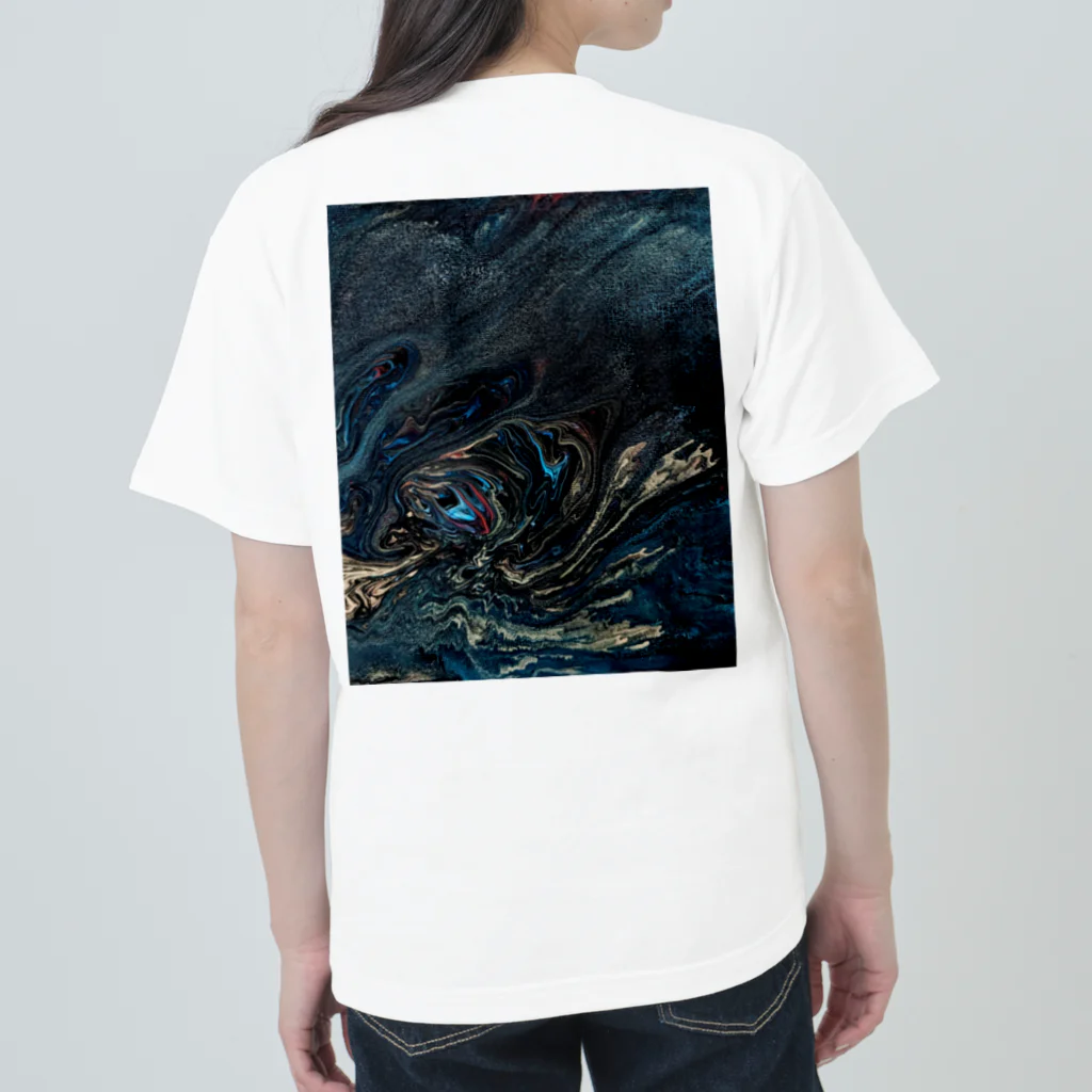 夜のアトリエのフルイドアートグッズ　夜の大海と夜の巨龍 Heavyweight T-Shirt