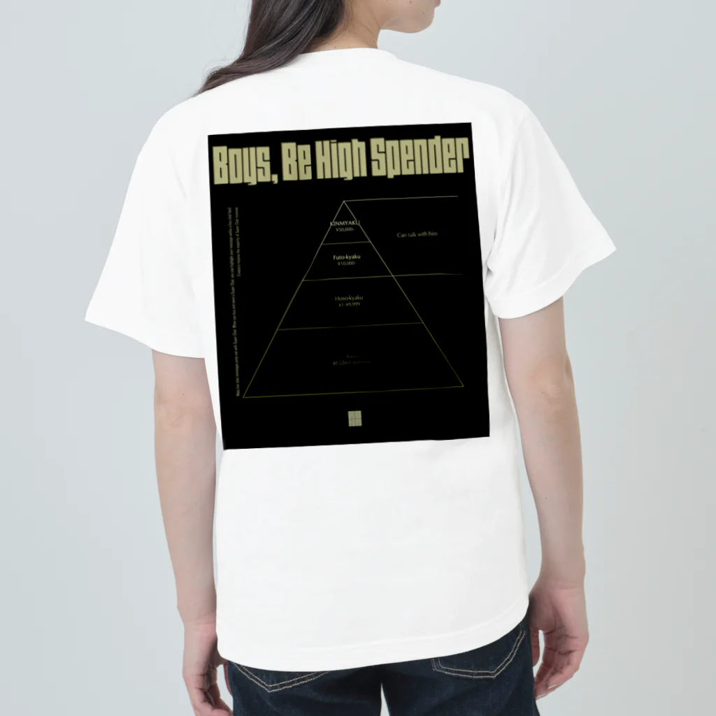 BBHS（Boys, Be High Spender 太客になれ）の太客ピラミッド（Four-stage pyramid）前面ロゴあり ヘビーウェイトTシャツ