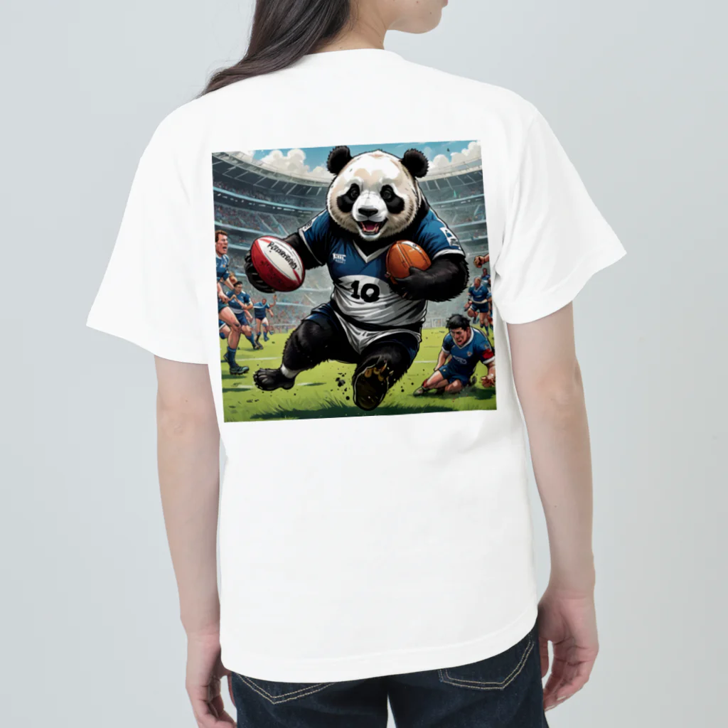 Panda Art Galleryのラグビーパンダ ヘビーウェイトTシャツ