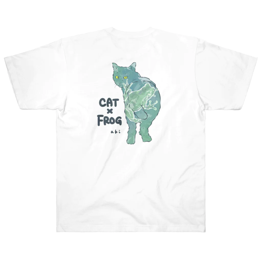 SHOP AKIの猫とカエル グラフィックTシャツ ヘビーウェイトTシャツ