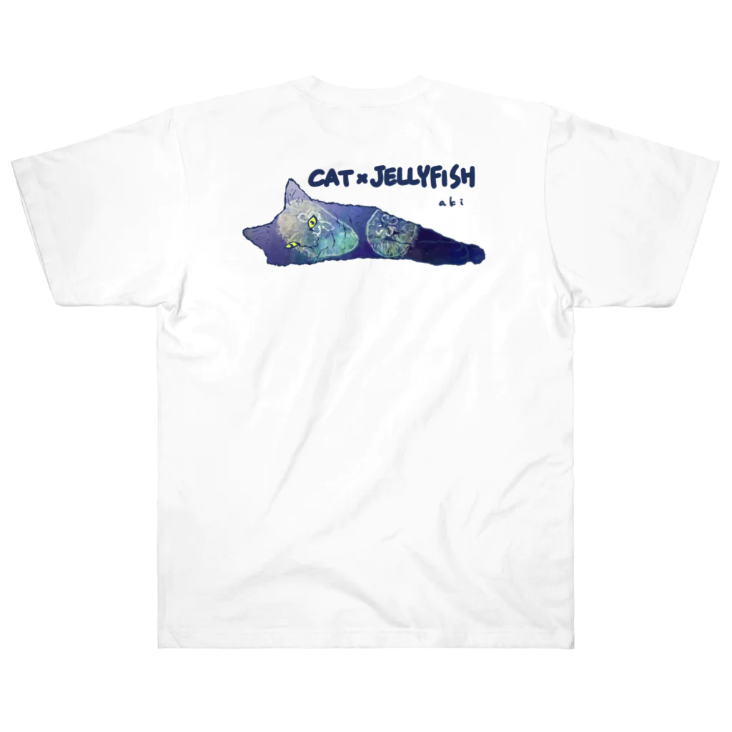 SHOP AKIの（白ロゴ）猫とクラゲ Heavyweight T-Shirt