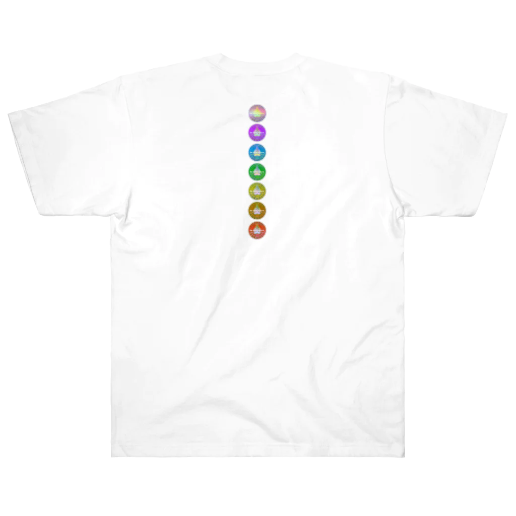 💖宇宙整体♪🌈♪こころからだチャンネル♪💖のFlower of  Life waving  🌈LOGO version ヘビーウェイトTシャツ