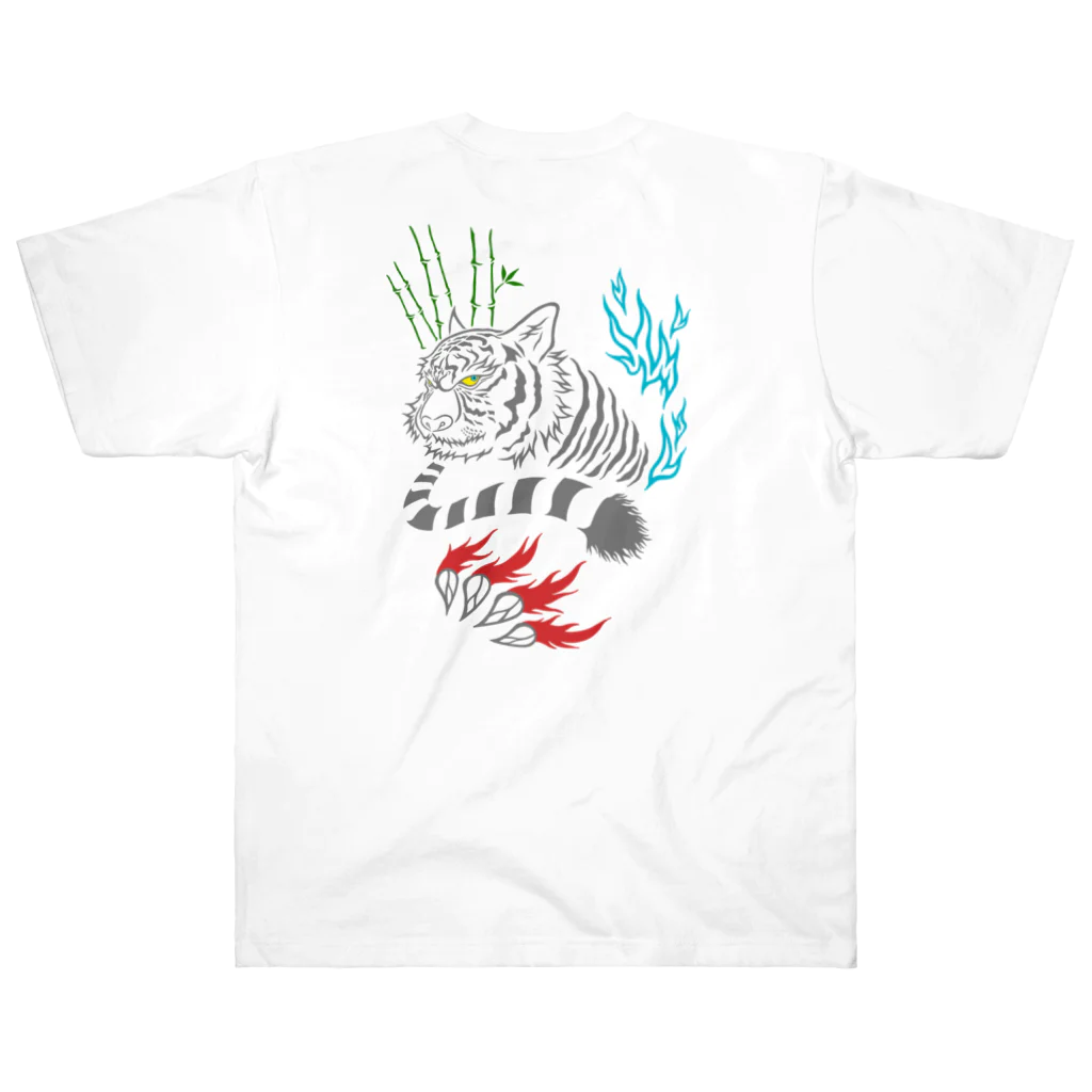 Siderunの館 B2の【バックプリント】白虎を中華風で ヘビーウェイトTシャツ