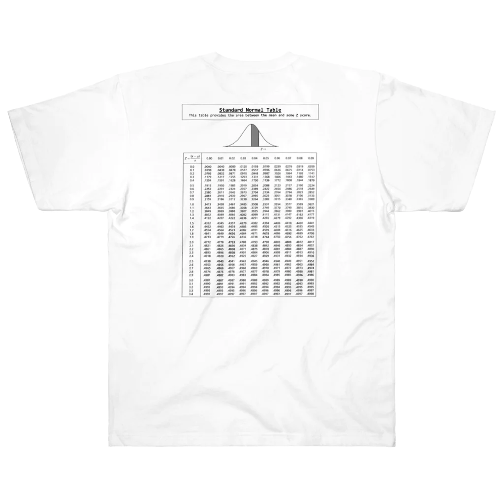 理系ファンクラブの標準正規分布表 - standard normal distribution table - ヘビーウェイトTシャツ