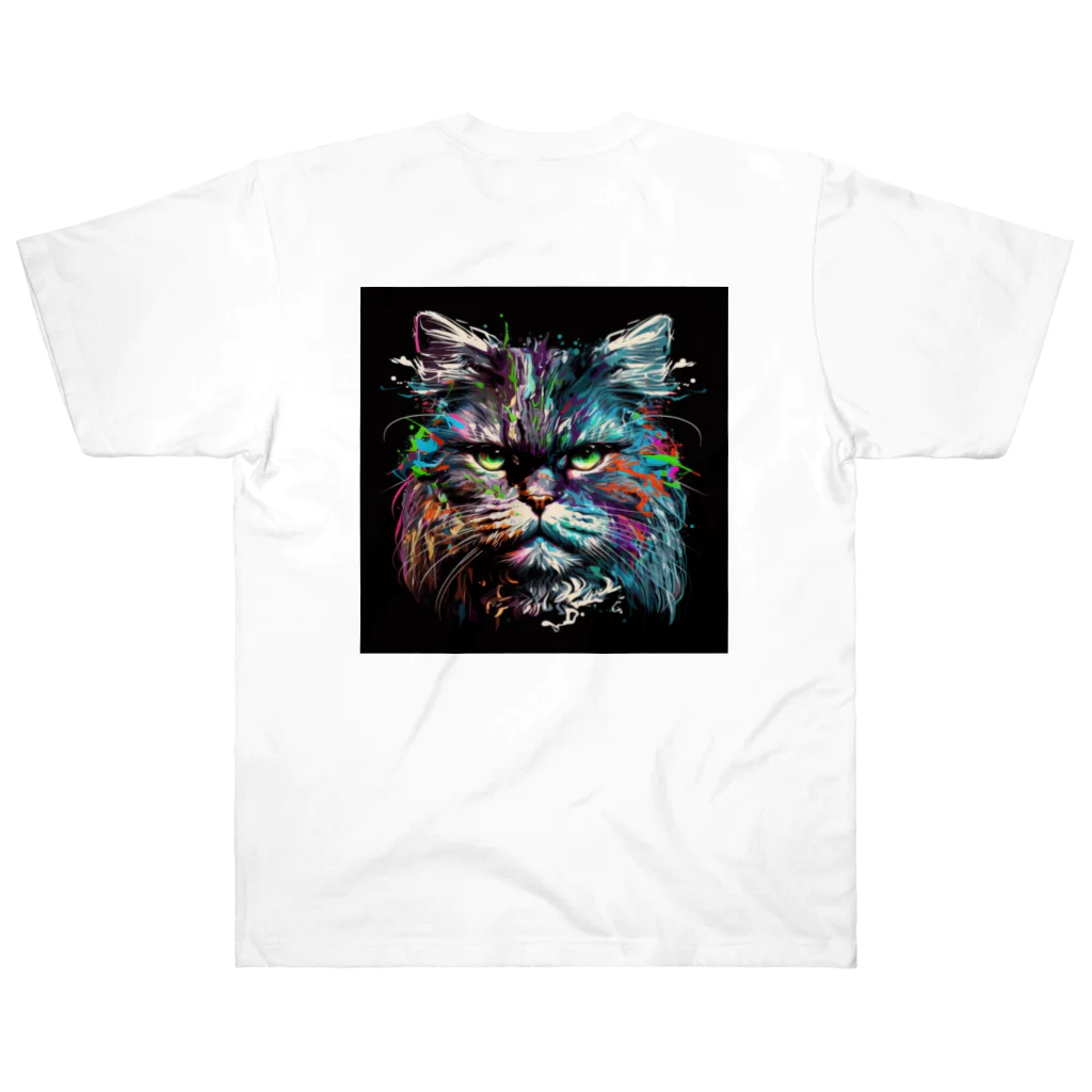 やまやまshopの睨み猫　カラフルアート Heavyweight T-Shirt