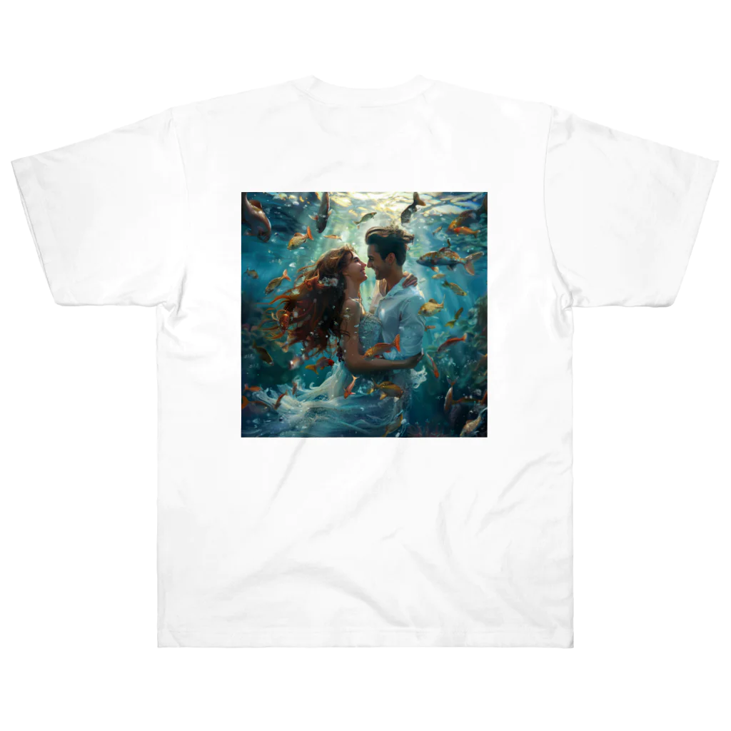 AQUAMETAVERSEの人魚姫と王子の微笑み アメジスト 2846 ヘビーウェイトTシャツ